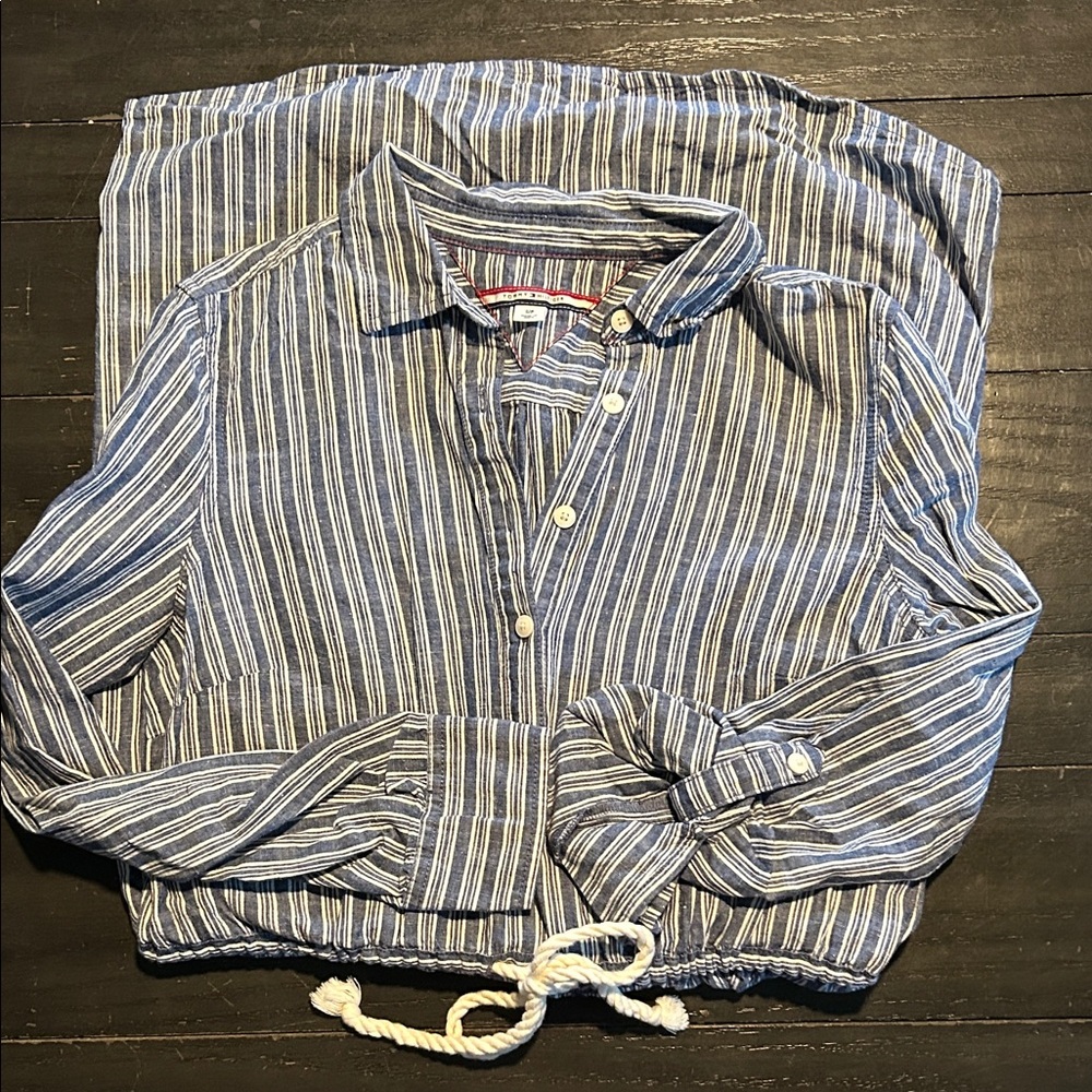 Tommy Hilfiger Blue and White Striped Midi Dress